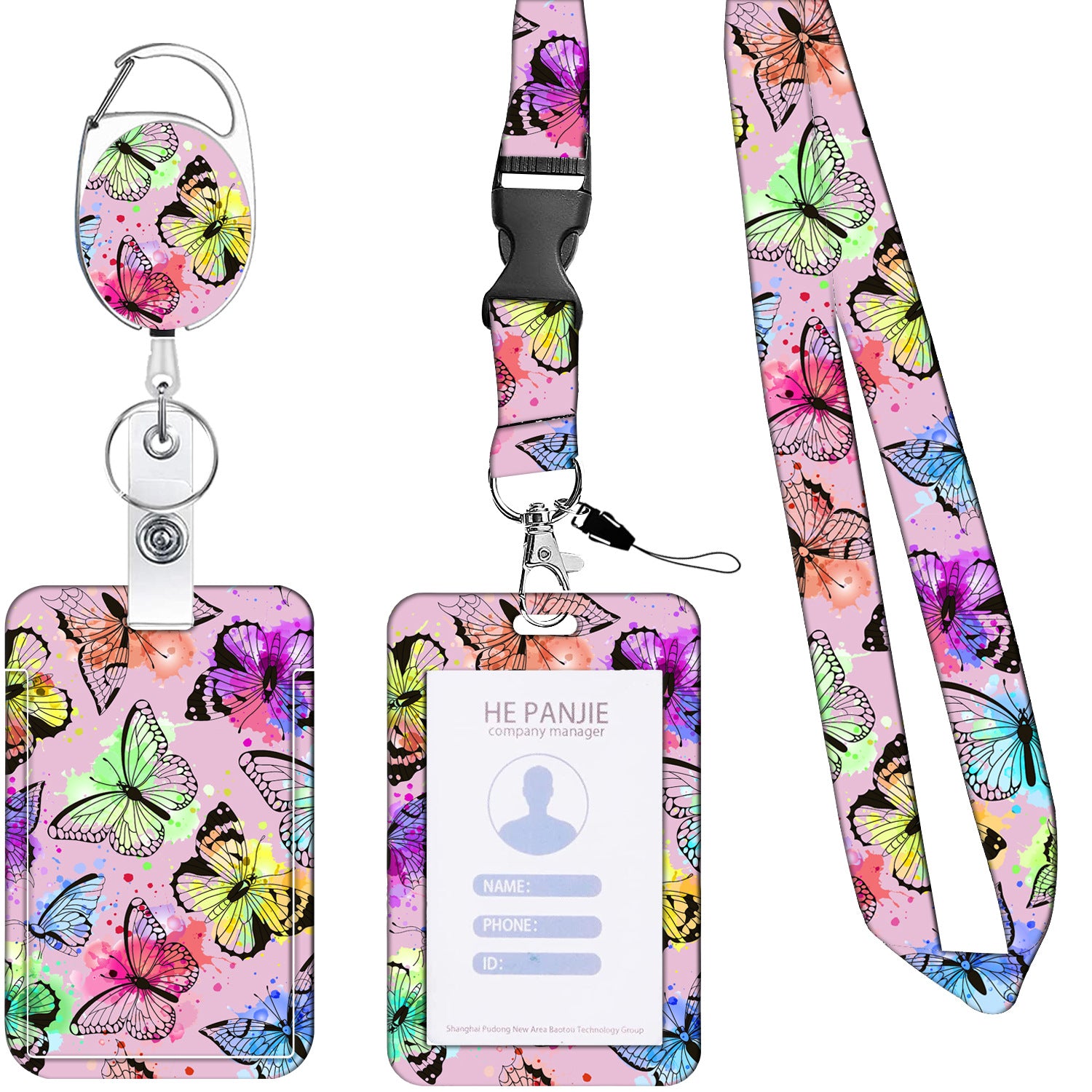 Wholesale Badge Reels ABS Butterfly Card Holder Retractable Keychain